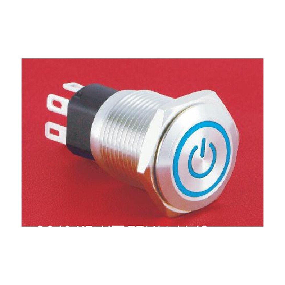 MR-GQ16-KF-11ET 16 mm Metal Push Button - Flat Round Head, Power Symbol Illuminated, 1NO1NC Changeover