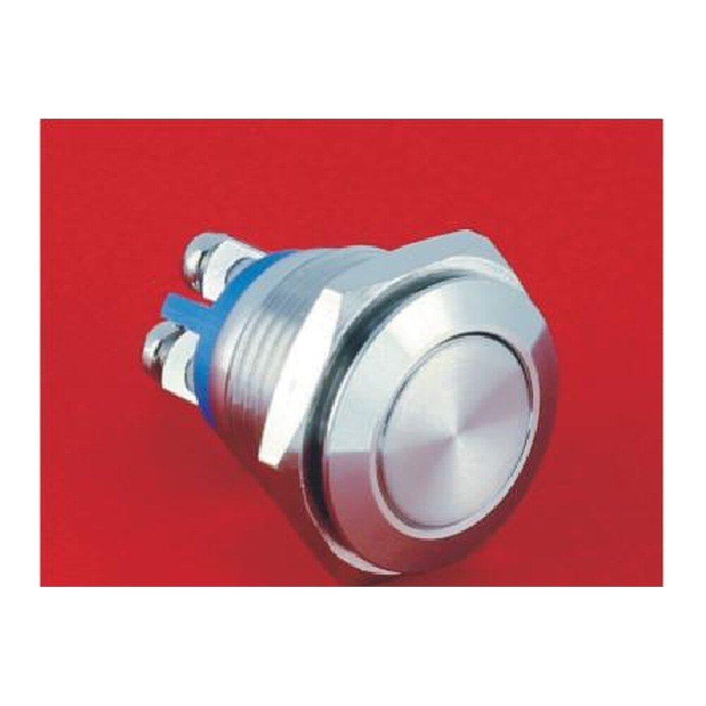 MR-GQ16F-10 16 mm Anti-Vandal Push Button - Flat Round Head, 1NO, Screw Terminals