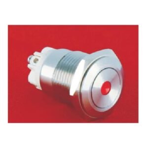 MR-GQ16F-10D 16 mm Anti-Vandal Push Button - Flat Round Head, Dot Illuminated, 1NO