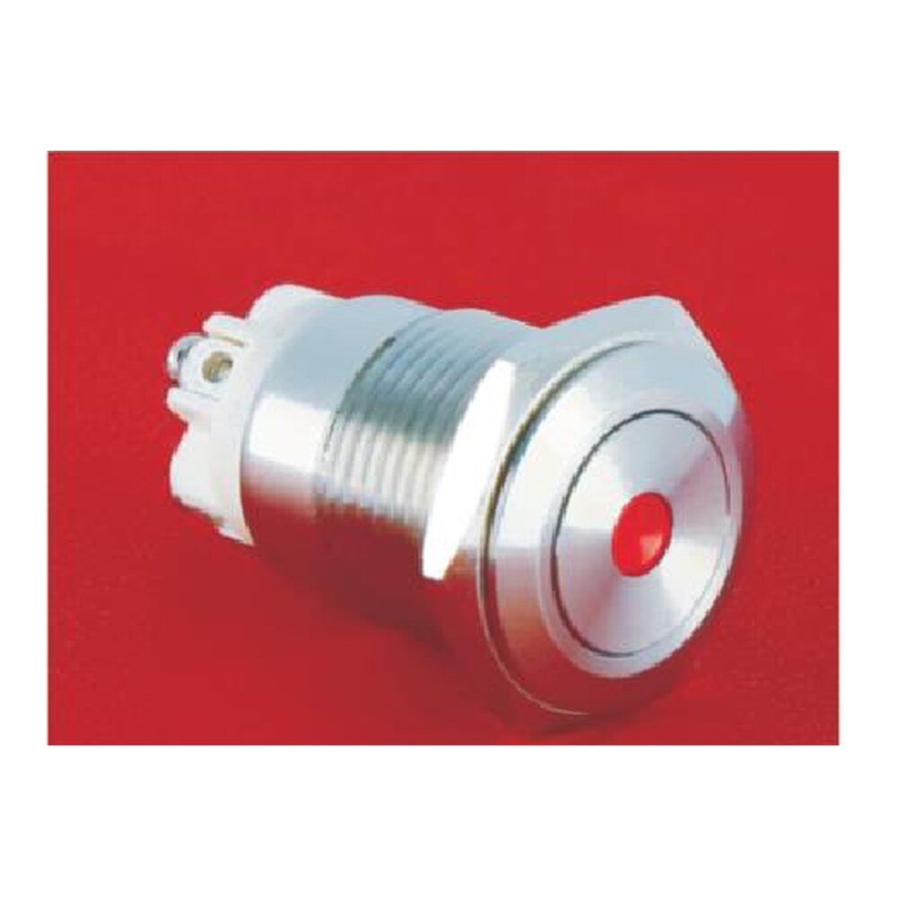 MR-GQ16F-10D-J 16 mm Anti-Vandal Push Button - Flat Round Head, Dot Illuminated, 1NO