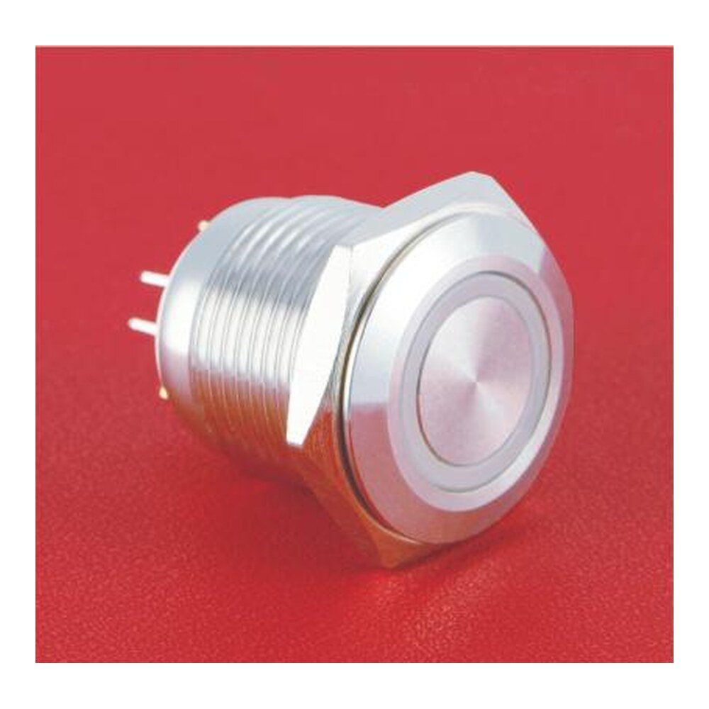 MR-GQ16F-10E-RGB 16 mm Tri-Colour Anti-Vandal Push Button - RGB Ring Illumination, 1NO, IP65