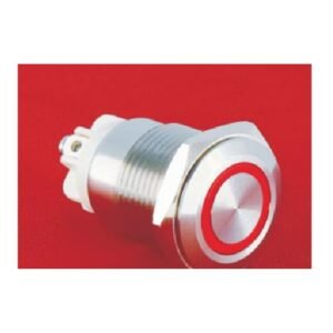 MR-GQ16F-10E 16 mm Anti-Vandal Push Button - Flat Round Head, Ring Illuminated, 1NO