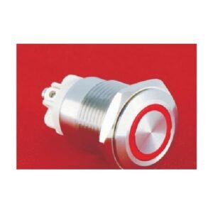 MR-GQ16F-10E 16 mm Anti-Vandal Push Button - Flat Round Head, Ring Illuminated, 1NO