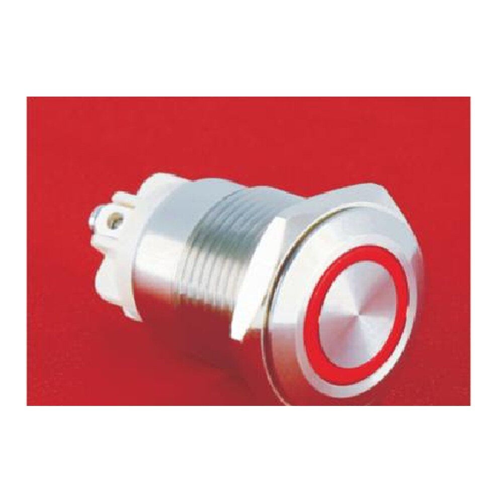 MR-GQ16F-10E-J 16 mm Anti-Vandal Push Button - Flat Round Head, Ring Illuminated, 1NO