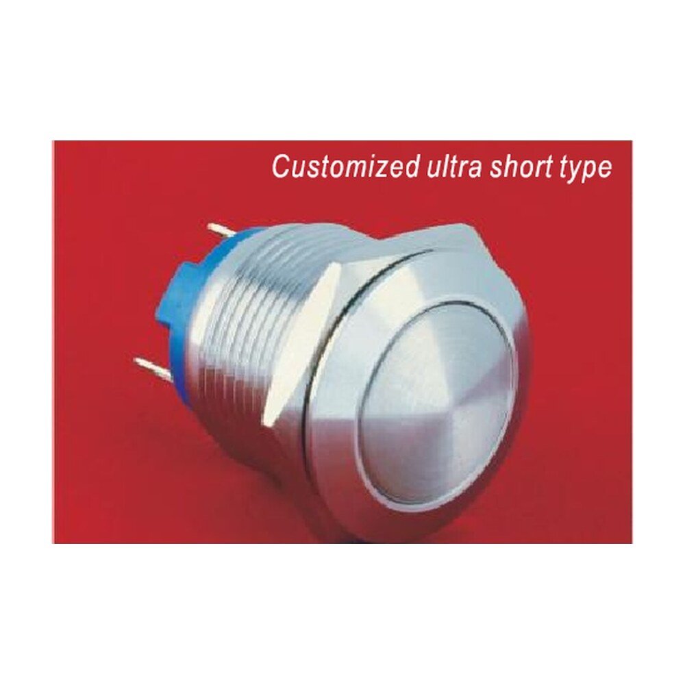 MR-GQ19B-10-J 19 mm Anti-Vandal Push Button - Domed Head, 1NO, Solder Tab
