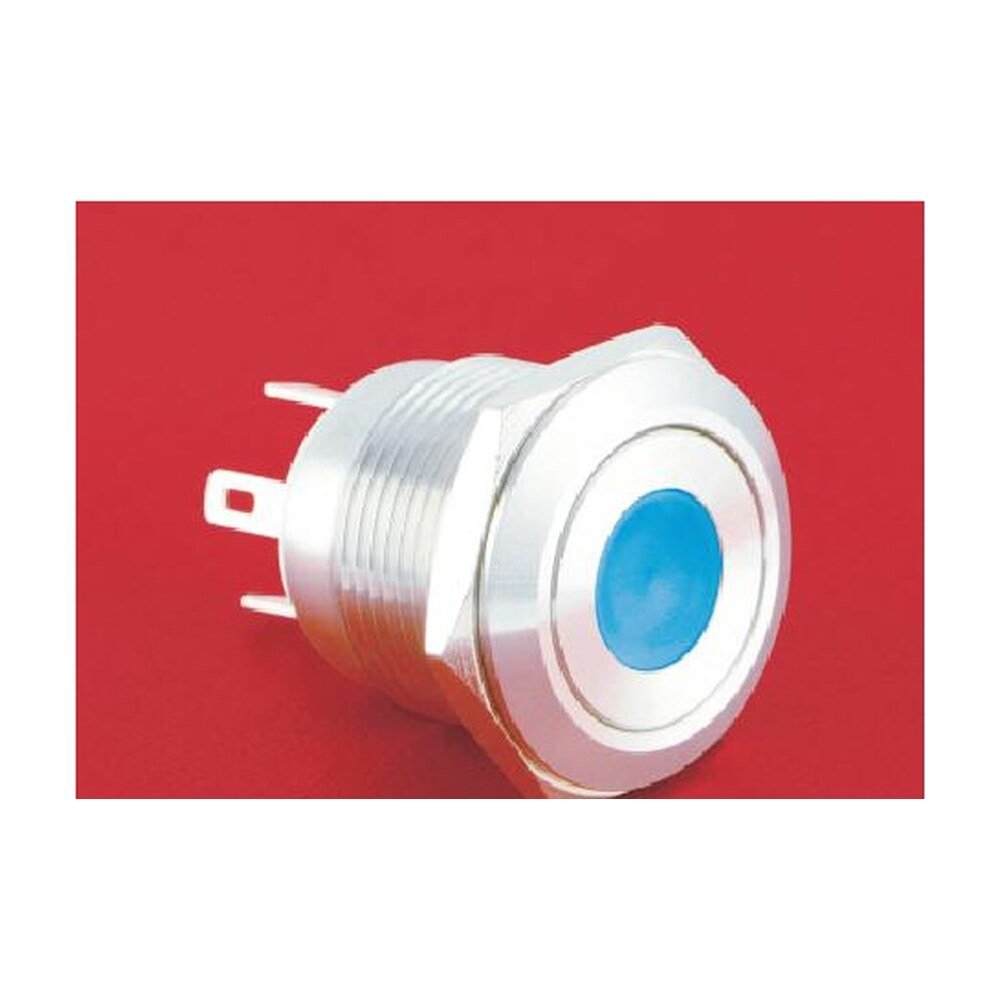 MR-GQ19F-10D-J 19 mm Anti-Vandal Push Button - Flat Round Head, Dot Illuminated, 1NO