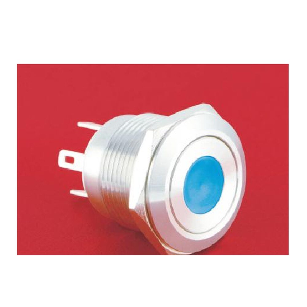 MR-GQ19F-10D-J 19 mm Anti-Vandal Push Button - Flat Round Head, Dot Illuminated, 1NO