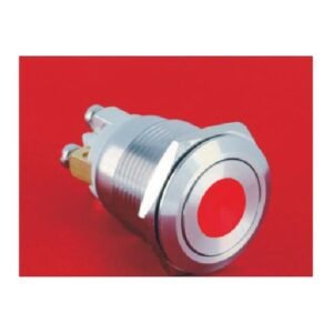 MR-GQ19F-10D 19 mm Anti-Vandal Push Button - Flat Round Head, Dot Illuminated, 1NO