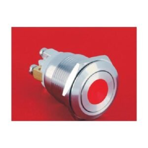 MR-GQ19F-10D 19 mm Anti-Vandal Push Button - Flat Round Head, Dot Illuminated, 1NO