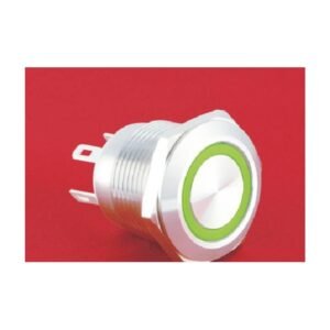 MR-GQ19F-10E-J 19 mm Anti-Vandal Push Button - Flat Round Head, Ring Illuminated, 1NO