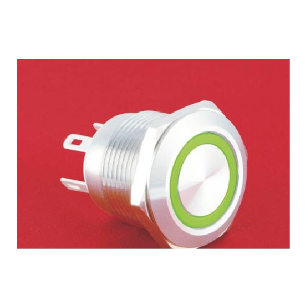 MR-GQ19F-10E-J 19 mm Anti-Vandal Push Button - Flat Round Head, Ring Illuminated, 1NO