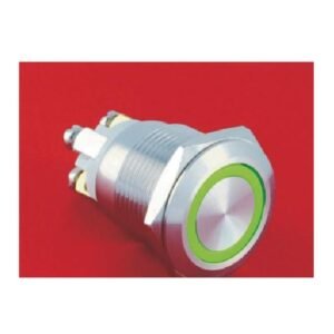 MR-GQ19F-10E 19 mm Anti-Vandal Push Button - Flat Round Head, Ring Illuminated, 1NO