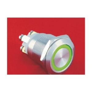 MR-GQ19F-10E 19 mm Anti-Vandal Push Button - Flat Round Head, Ring Illuminated, 1NO