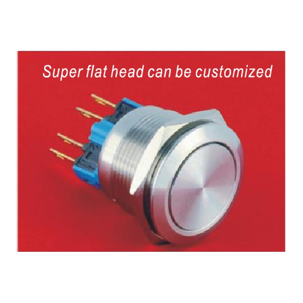 MR-GQ22-11 22 mm Metal Push Button - Flat Head, 1NO1NC, Momentary or Latching