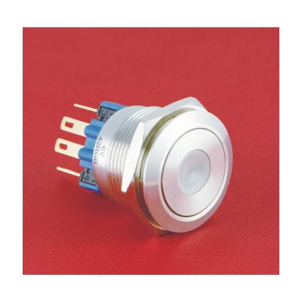 MR-GQ22-11D-RGB 22 mm Tri-Colour Anti-Vandal Push Button - RGB Dot Illumination, 1NO1NC, IP65