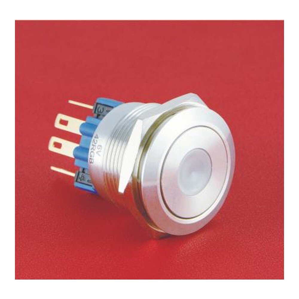 MR-GQ22-11D-RGB 22 mm Tri-Colour Anti-Vandal Push Button - RGB Dot Illumination, 1NO1NC, IP65