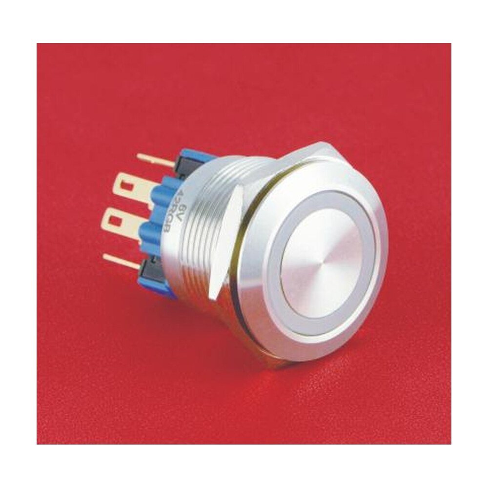 MR-GQ22-11E-RGB 22 mm Tri-Colour Anti-Vandal Push Button - RGB Ring Illumination, 1NO1NC, IP65