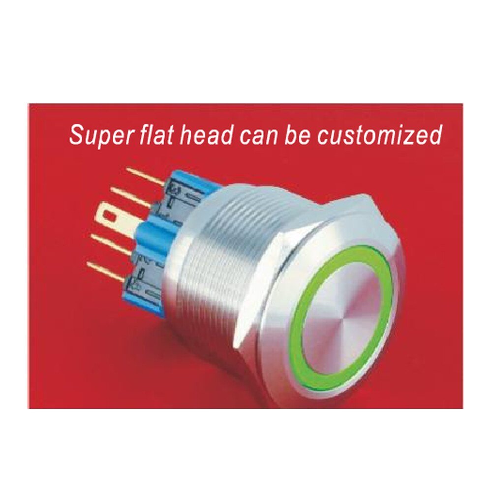 MR-GQ22-11E 22 mm Metal Push Button - Ring Illuminated, 1NO1NC