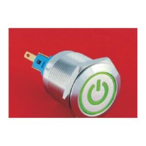 MR-GQ22-11ET 22 mm Metal Push Button - Ring and Power Symbol Illuminated, 1NO1NC