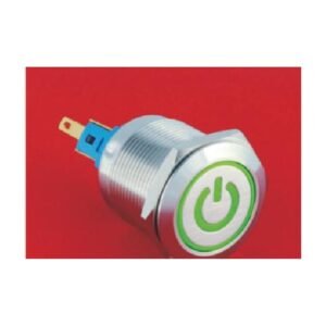 MR-GQ22-11ET 22 mm Metal Push Button - Ring and Power Symbol Illuminated, 1NO1NC