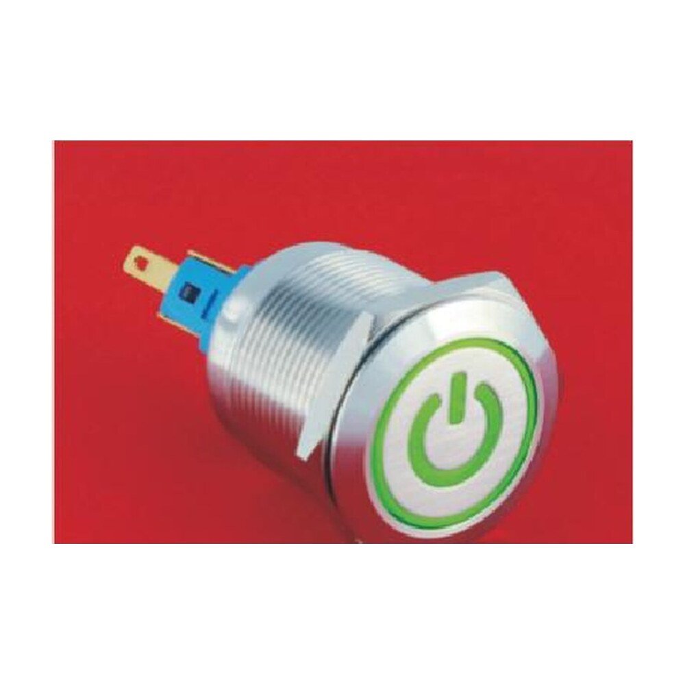 MR-GQ22-11ET 22 mm Metal Push Button - Ring and Power Symbol Illuminated, 1NO1NC