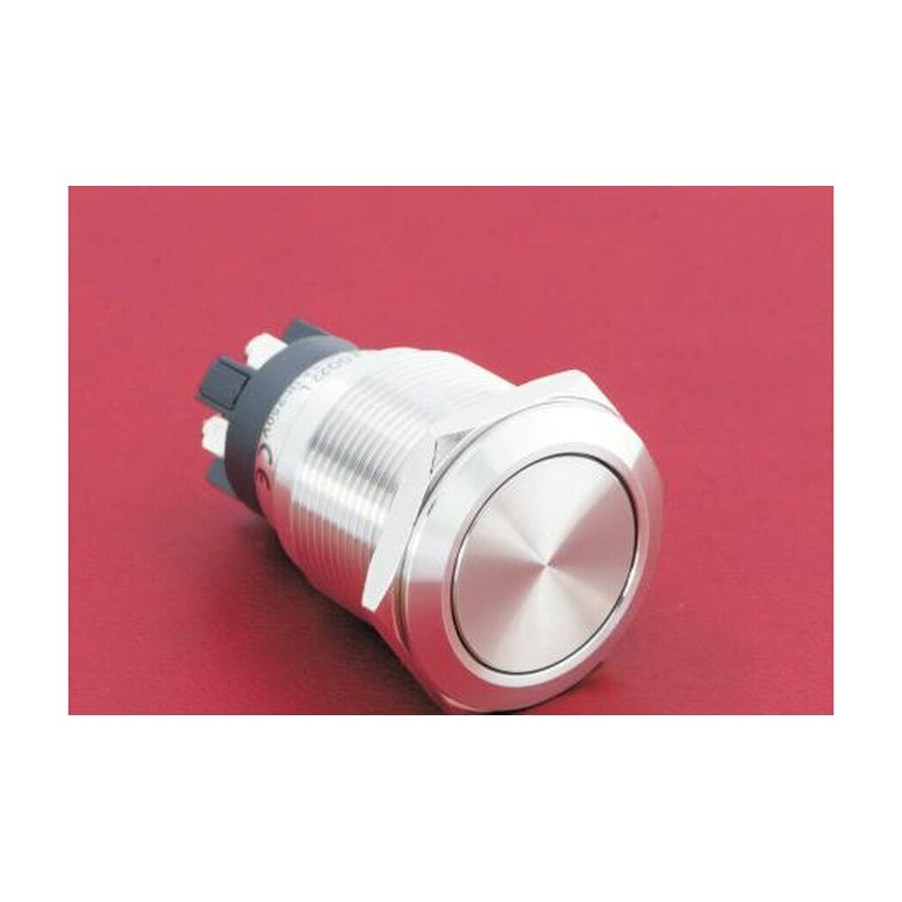 MR-GQ22-L-11 22 mm High-Current Metal Push Button - Flat Head, 1NO1NC, Screw Terminal Post