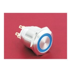 MR-GQ22-L-11E-J 22 mm High-Current Metal Push Button - Ring Illuminated, 1NO1NC, Terminal Lug