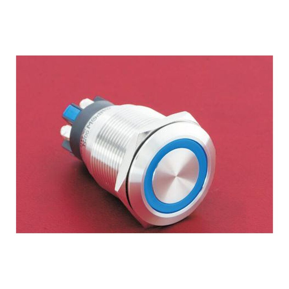 MR-GQ22-L-11E 22 mm High-Current Metal Push Button - Ring Illuminated, 1NO1NC, Screw Terminal Post