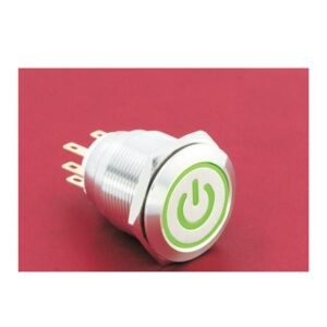 MR-GQ22-L-11ET-J 22 mm High-Current Metal Push Button - Ring and Power Symbol Illuminated, Terminal Lug