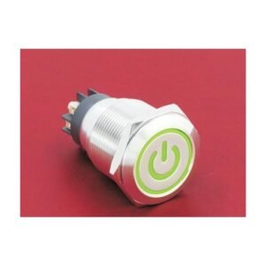 MR-GQ22-L-11ET 22 mm High-Current Metal Push Button - Ring and Power Symbol Illuminated, Screw Terminal Post