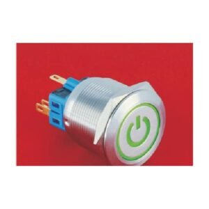 MR-GQ25-ET 25 mm Metal Push Button - Ring and Power Symbol Illuminated
