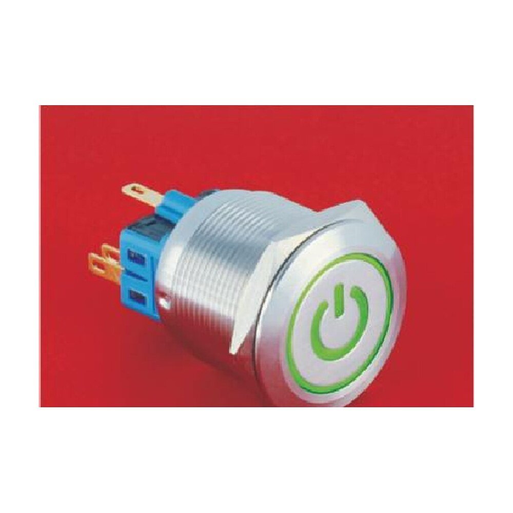 MR-GQ25-ET 25 mm Metal Push Button - Ring and Power Symbol Illuminated