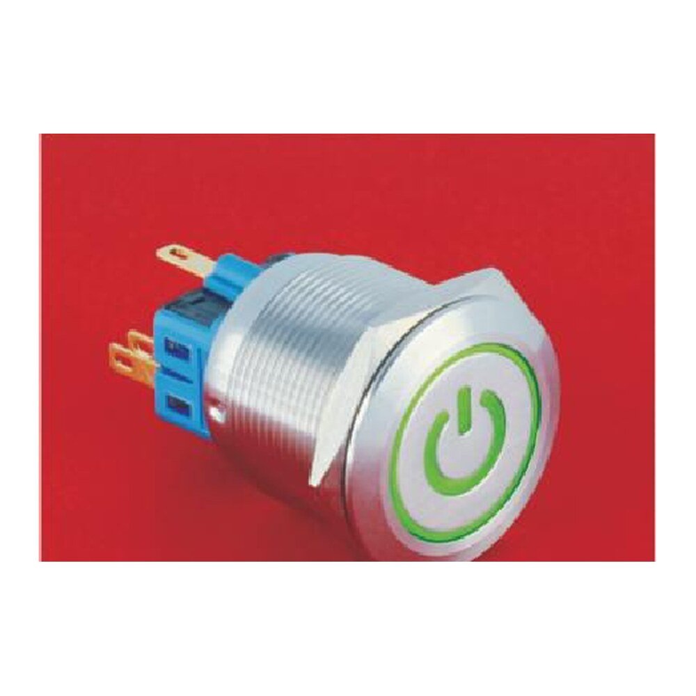 MR-GQ25-ET 25 mm Metal Push Button - Ring and Power Symbol Illuminated