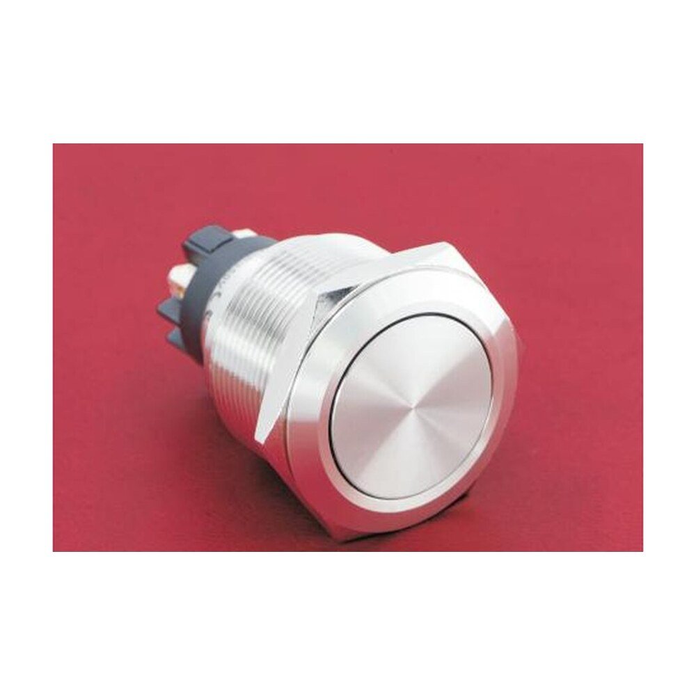 MR-GQ25-L-11 25 mm High-Current Metal Push Button - Flat Head, 1NO1NC, Screw Terminal Post