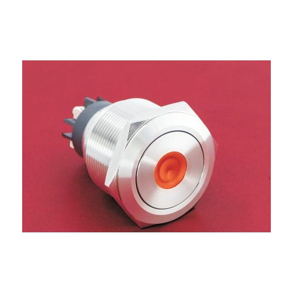 MR-GQ25-L-11D 25 mm High-Current Metal Push Button - Dot Illuminated, Screw Terminal Post