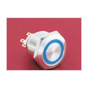MR-GQ25-L-11E-J 25 mm High-Current Metal Push Button - Ring Illuminated, Terminal Lug