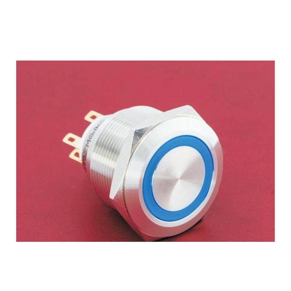 MR-GQ25-L-11E-J 25 mm High-Current Metal Push Button - Ring Illuminated, Terminal Lug