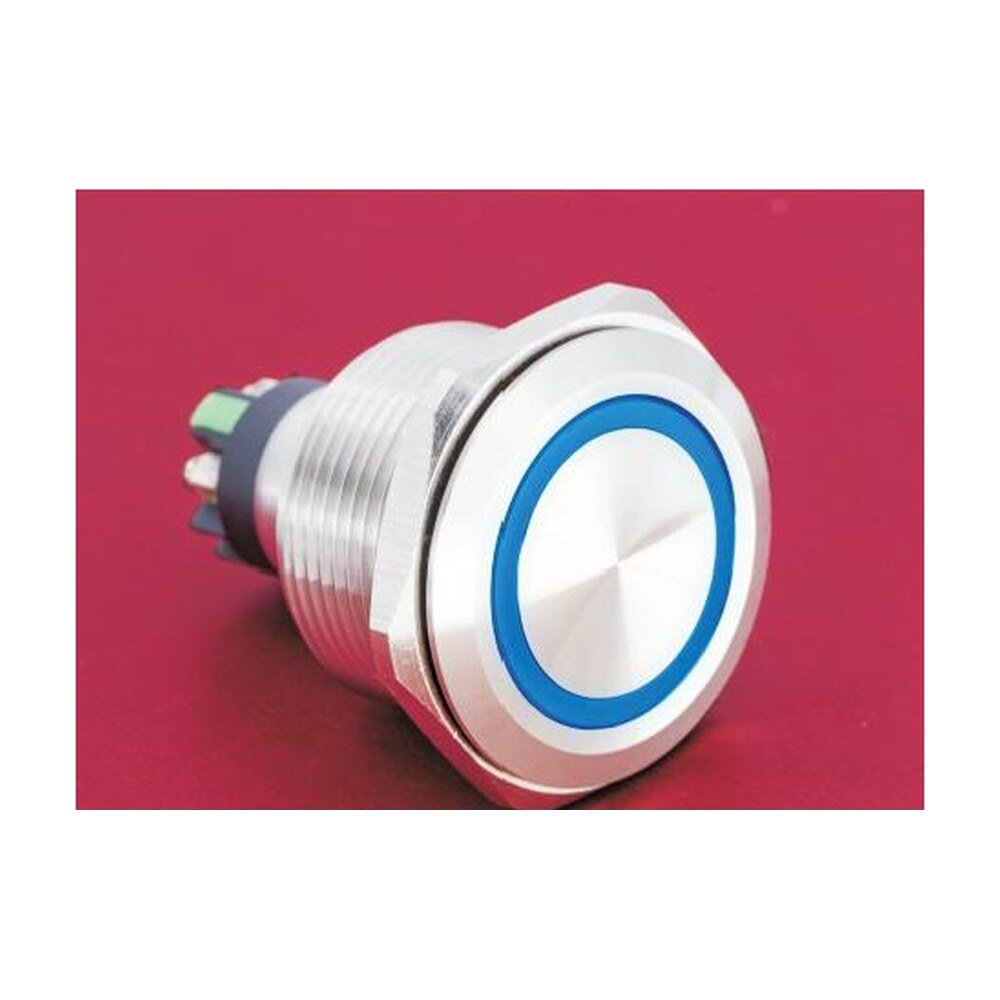 MR-GQ30-L-11E 30 mm High-Current Metal Push Button - Ring Illuminated, Screw Terminal Post