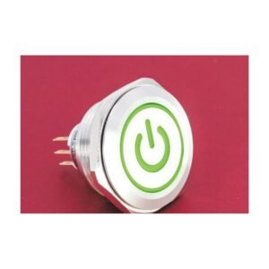 MR-GQ30-L-11ET-J 30 mm High-Current Metal Push Button - Ring and Power Symbol Illuminated, Terminal Lug