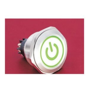 MR-GQ30-L-11ET 30 mm High-Current Metal Push Button - Ring and Power Symbol Illuminated, Screw Terminal Post