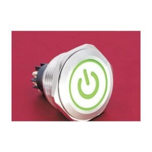 MR-GQ30-L-11ET 30 mm High-Current Metal Push Button - Ring and Power Symbol Illuminated, Screw Terminal Post