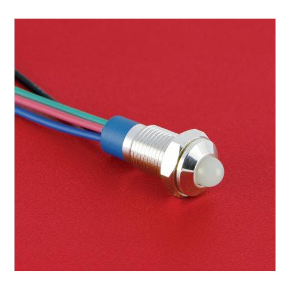MR-GQ8G-D-RGB 8 mm Tri-Colour Metal Indicator Light - RGB, Domed Lens, IP67
