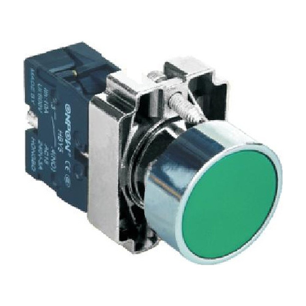 MR-HBY5 22 mm Push Button - Metal Bezel, Flat Head