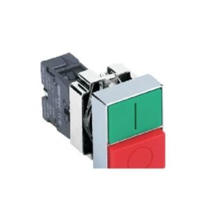 MR-HBY5J 22 mm Double-Head Push Button - Green I / Red O, Metal Bezel