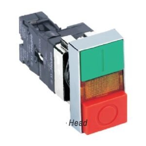MR-HBY5S 22 mm Illuminated Double-Head Push Button - Green I / Red O, Metal Bezel