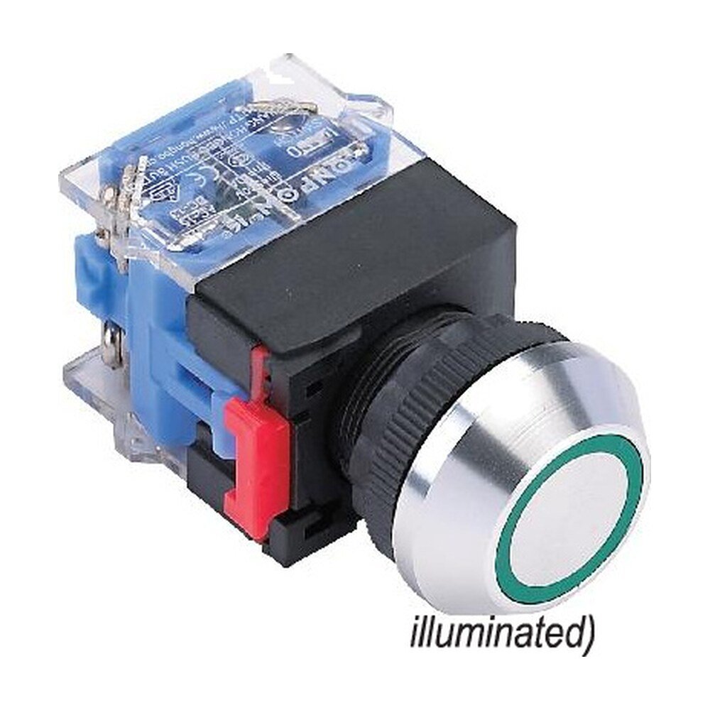 MR-LAS0-K-EB-PB 22 mm Push Button - Aluminium K-Type Head, Illuminated Coloured Ring