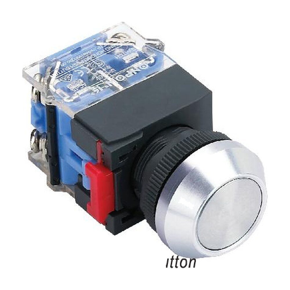 MR-LAS0-K-P 22 mm Push Button - Metal Flat Head, Aluminium K-Type Bezel