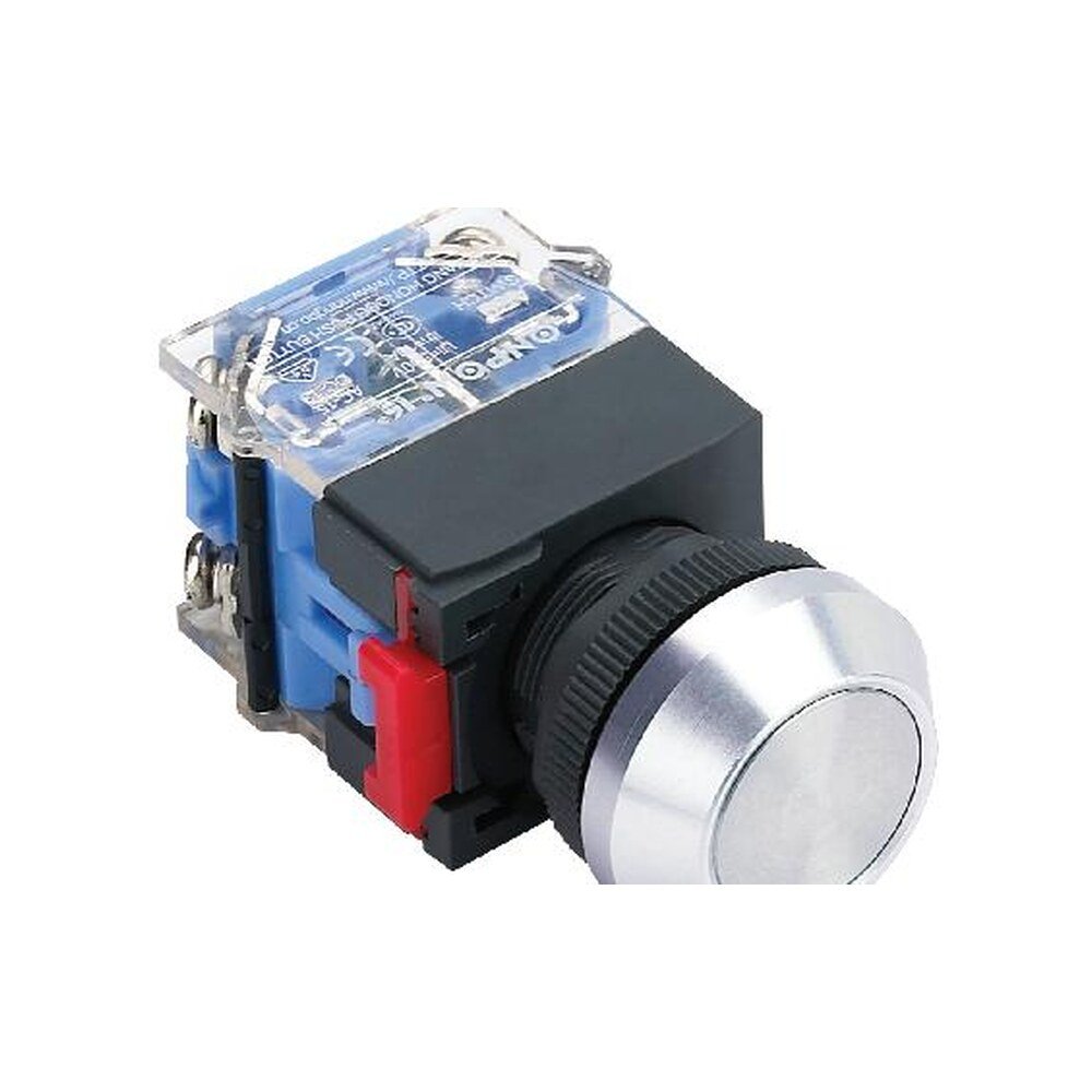 MR-LAS0-K-P 22 mm Push Button - Metal Flat Head, Aluminium K-Type Bezel