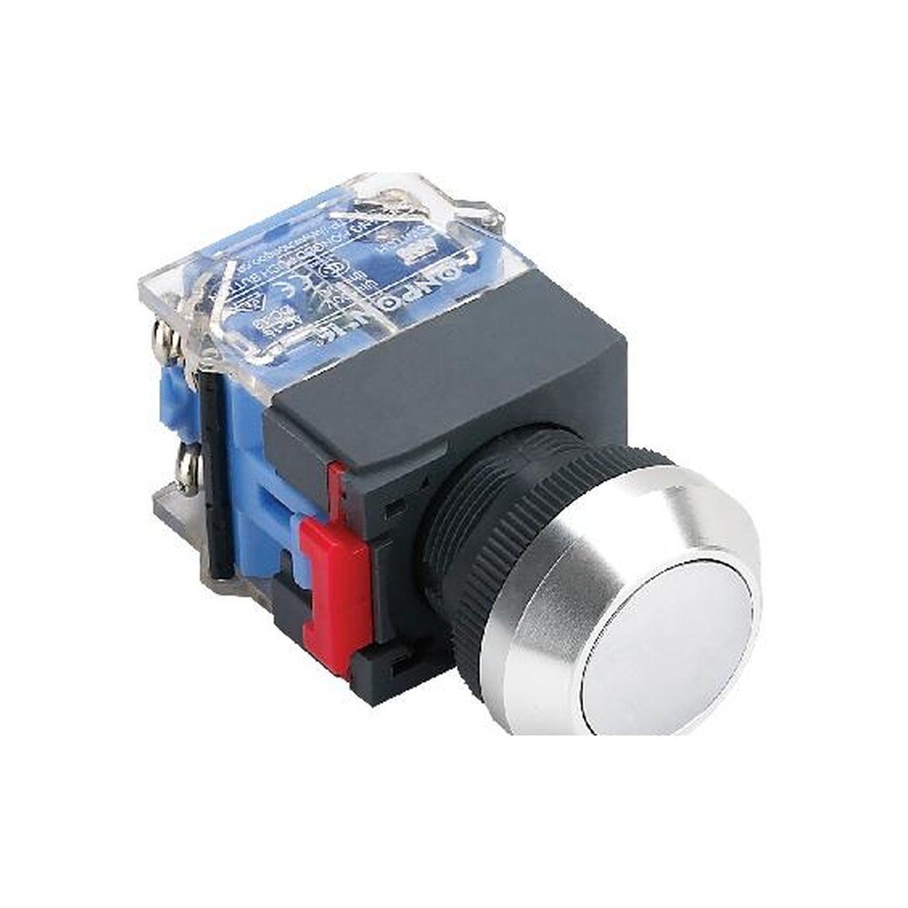 MR-LAS0-K-Q 22 mm Push Button - Metal Domed Head, Aluminium K-Type Bezel