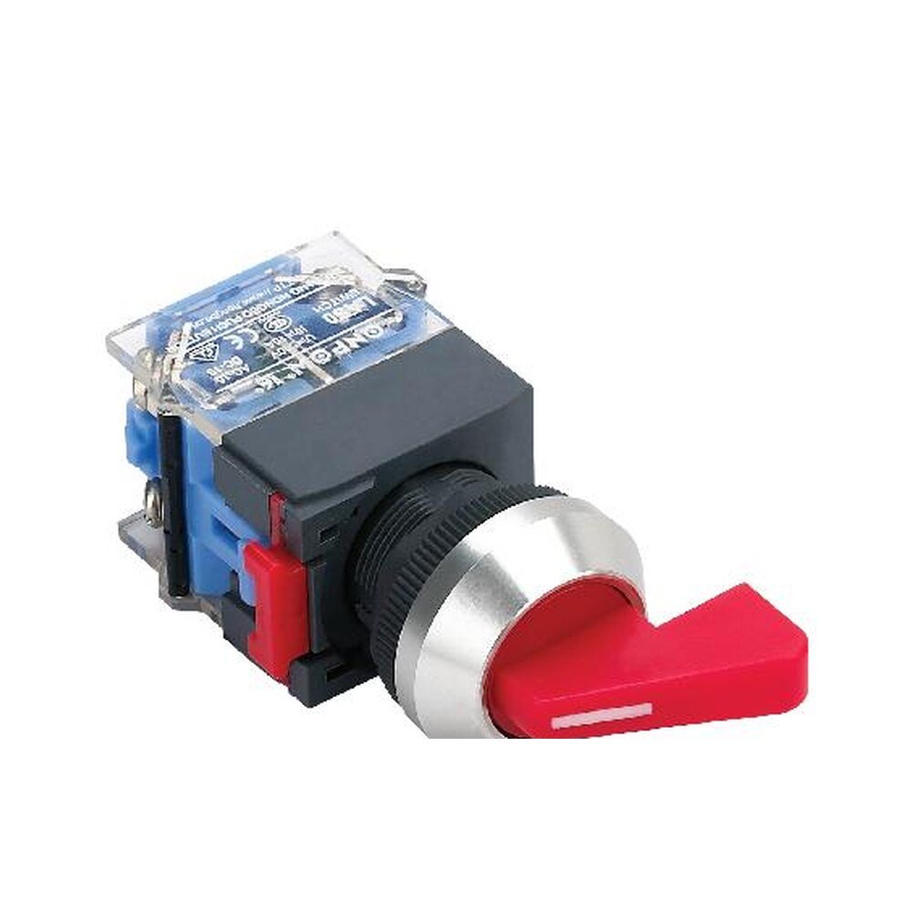 MR-LAS0-K-XB 22 mm B-Type Lever Selector Switch - Aluminium K-Type Bezel, Coloured Lever